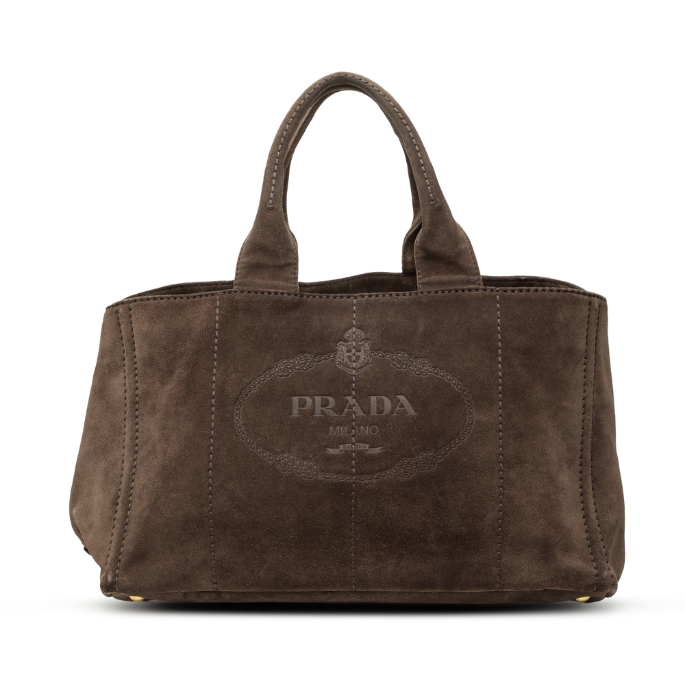 Pre-Loved Prada Large Suede Canapa Logo Tote